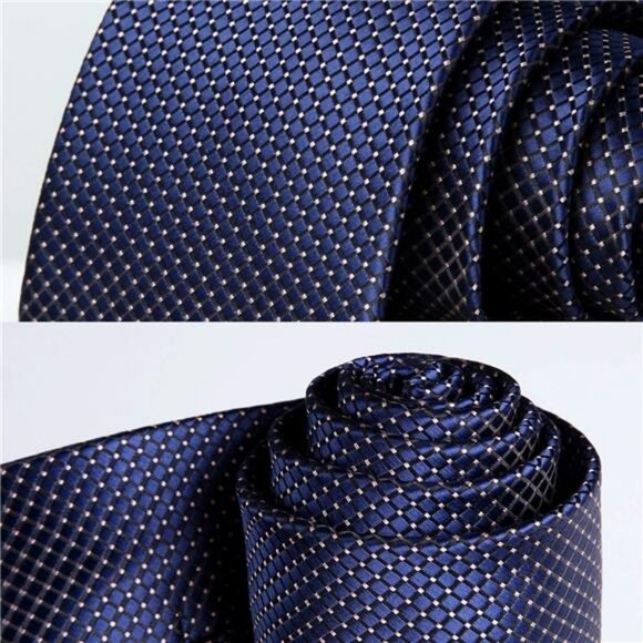 Mens Extra Long Plaid Tie Pocket Square Set Silk Business Wedding Necktie - Picture 5 of 7